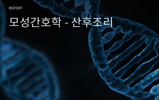 모성간호학 - 산후조리