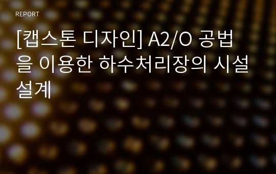 [캡스톤 디자인] A2/O 공법을 이용한 하수처리장의 시설설계