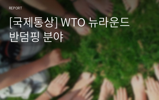 [국제통상] WTO 뉴라운드 반덤핑 분야