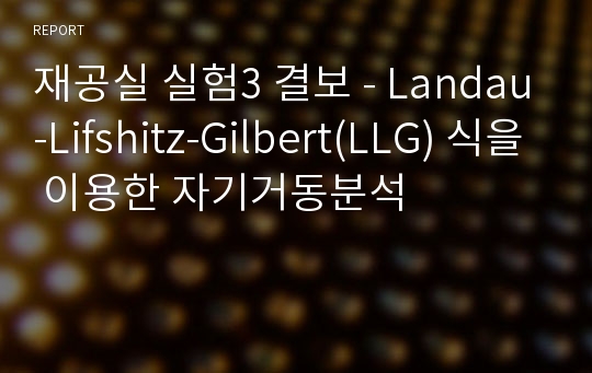 재공실 실험3 결보 - Landau-Lifshitz-Gilbert(LLG) 식을 이용한 자기거동분석