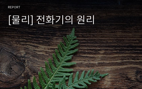 [물리] 전화기의 원리