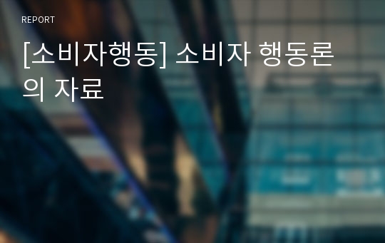 [소비자행동] 소비자 행동론 의 자료