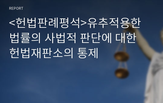 &lt;헌법판례평석&gt;유추적용한 법률의 사법적 판단에 대한 헌법재판소의 통제