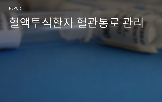 혈액투석환자 혈관통로 관리