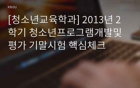 [청소년교육학과] 2013년 2학기 청소년프로그램개발및평가 기말시험 핵심체크