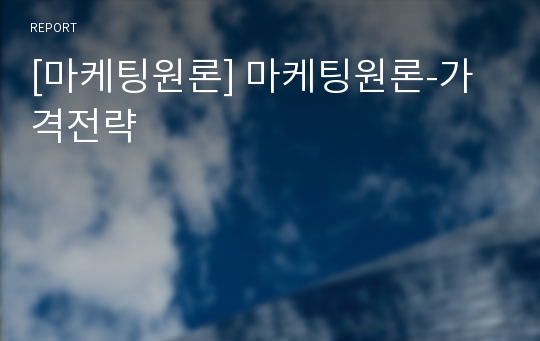 [마케팅원론] 마케팅원론-가격전략