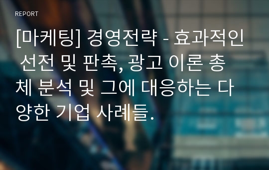 [마케팅] 경영전략 - 효과적인 선전 및 판촉, 광고 이론 총체 분석 및 그에 대응하는 다양한 기업 사례들.