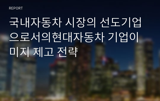 국내자동차 시장의 선도기업으로서의현대자동차 기업이미지 제고 전략