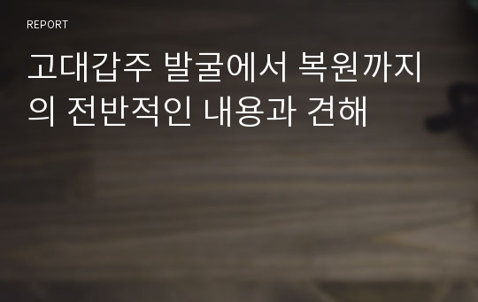 고대갑주 발굴에서 복원까지의 전반적인 내용과 견해