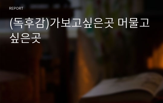 (독후감)가보고싶은곳 머물고싶은곳