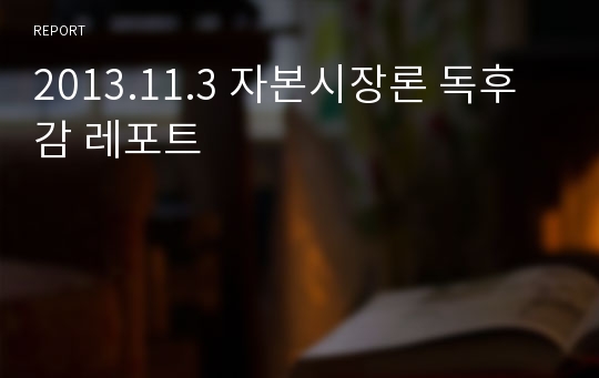 2013.11.3 자본시장론 독후감 레포트