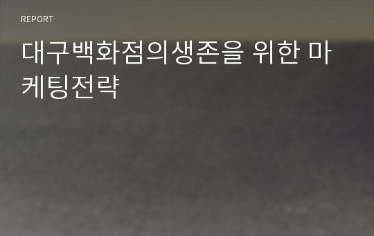 대구백화점의생존을 위한 마케팅전략