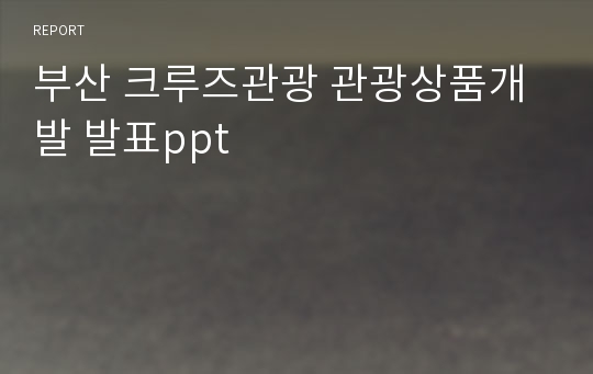 부산 크루즈관광 관광상품개발 발표ppt