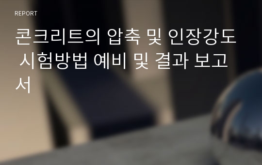 콘크리트의 압축 및 인장강도 시험방법 예비 및 결과 보고서