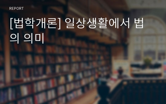 [법학개론] 일상생활에서 법의 의미