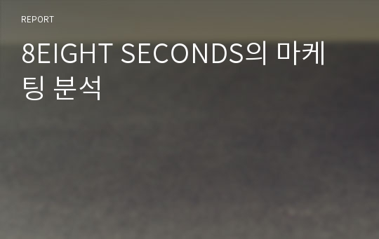 8EIGHT SECONDS의 마케팅 분석