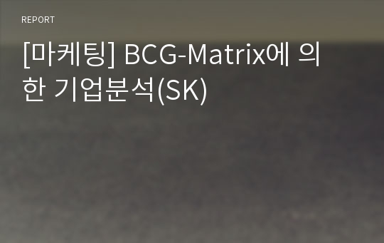 [마케팅] BCG-Matrix에 의한 기업분석(SK)