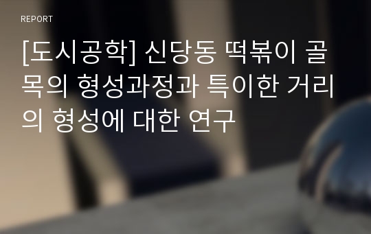 [도시공학] 신당동 떡볶이 골목의 형성과정과 특이한 거리의 형성에 대한 연구