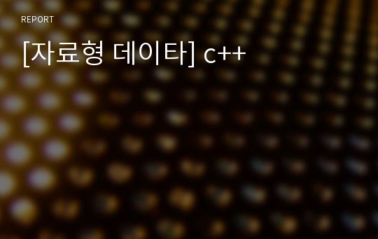 [자료형 데이타] c++