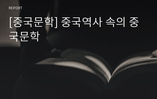 [중국문학] 중국역사 속의 중국문학