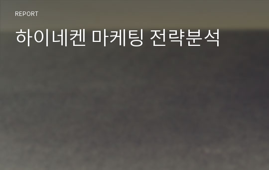 하이네켄 마케팅 전략분석