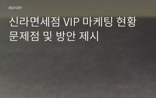 신라면세점 VIP 마케팅 현황 문제점 및 방안 제시