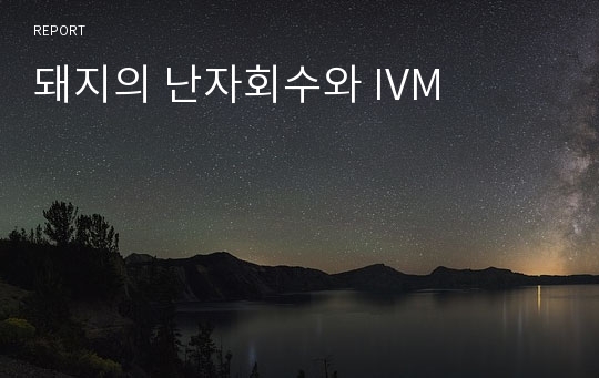 돼지의 난자회수와 IVM