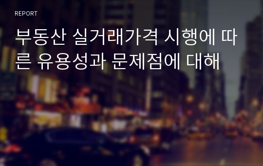 부동산 실거래가격 시행에 따른 유용성과 문제점에 대해