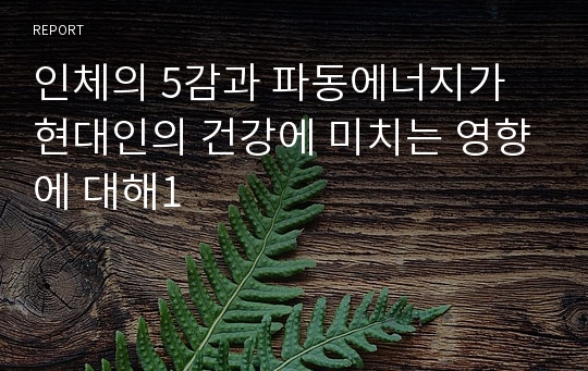 인체의 5감과 파동에너지가 현대인의 건강에 미치는 영향에 대해1