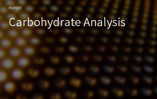 Carbohydrate Analysis