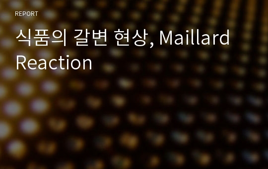 식품의 갈변 현상, Maillard Reaction