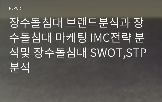 장수돌침대 브랜드분석과 장수돌침대 마케팅 IMC전략 분석및 장수돌침대 SWOT,STP분석