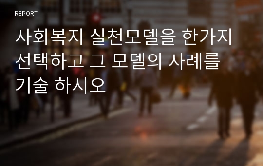 사회복지 실천모델을 한가지 선택하고 그 모델의 사례를 기술 하시오