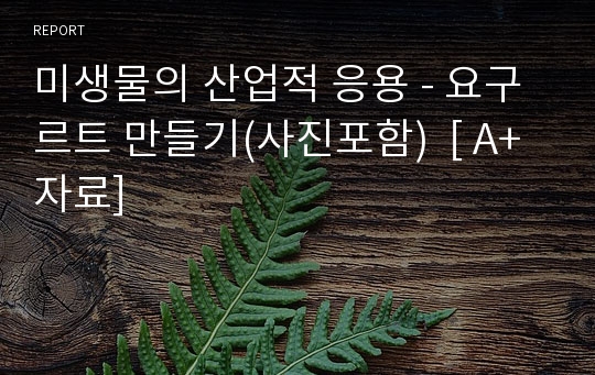 미생물의 산업적 응용 - 요구르트 만들기(사진포함)  [ A+ 자료]