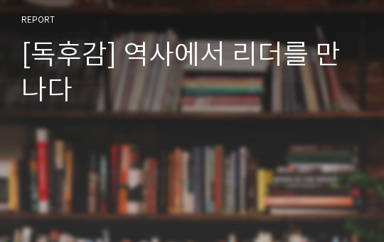 [독후감] 역사에서 리더를 만나다