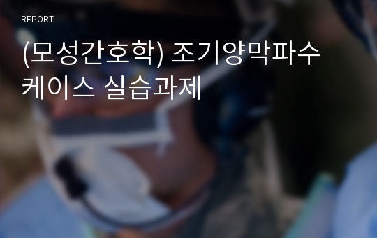 (모성간호학) 조기양막파수 케이스 실습과제