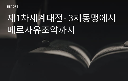 제1차세계대전- 3제동맹에서 베르사유조약까지