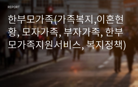 한부모가족(가족복지,이혼현황, 모자가족, 부자가족, 한부모가족지원서비스, 복지정책)