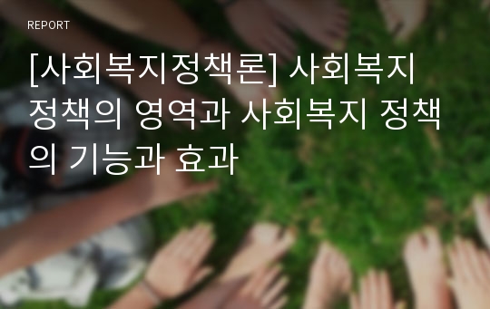 [사회복지정책론] 사회복지 정책의 영역과 사회복지 정책의 기능과 효과