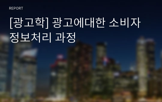 [광고학] 광고에대한 소비자 정보처리 과정