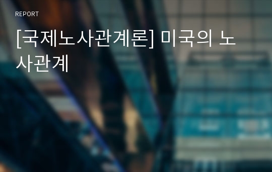 [국제노사관계론] 미국의 노사관계