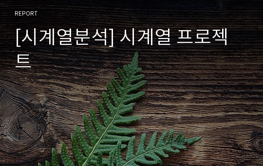 [시계열분석] 시계열 프로젝트