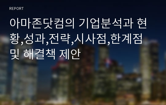 아마존닷컴의 기업분석과 현황,성과,전략,시사점,한계점 및 해결책 제안