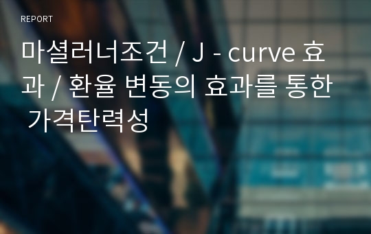 마셜러너조건 / J - curve 효과 / 환율 변동의 효과를 통한 가격탄력성