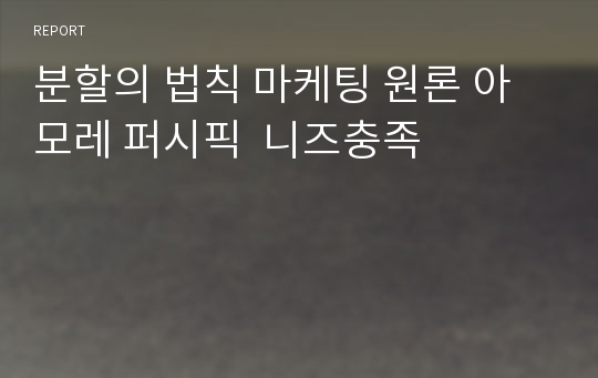 분할의 법칙 마케팅 원론 아모레 퍼시픽  니즈충족