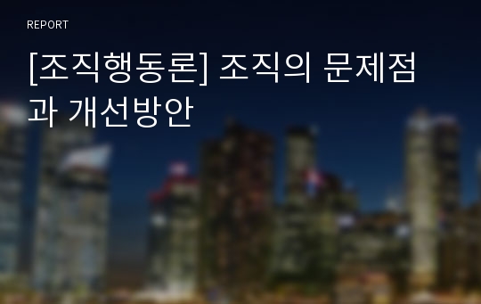 [조직행동론] 조직의 문제점과 개선방안