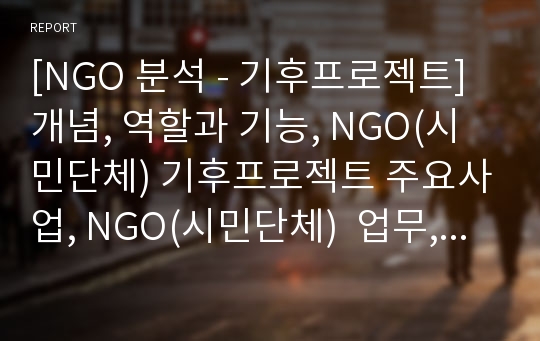 [NGO 분석 - 기후프로젝트] 개념, 역할과 기능, NGO(시민단체) 기후프로젝트 주요사업, NGO(시민단체)  업무, NGO(시민단체)   전망, 결론