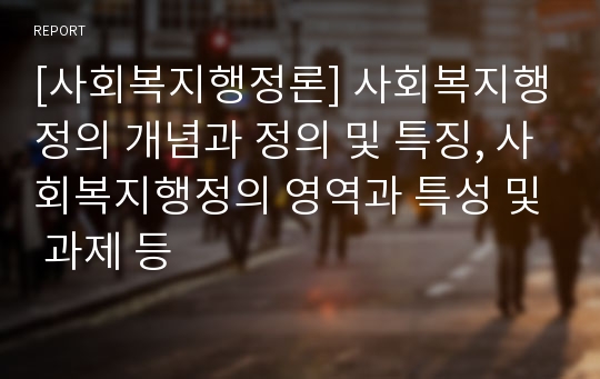 [사회복지행정론] 사회복지행정의 개념과 정의 및 특징, 사회복지행정의 영역과 특성 및 과제 등