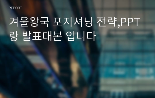 겨울왕국 포지셔닝 전략,PPT랑 발표대본 입니다