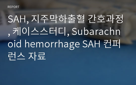 SAH, 지주막하출혈 간호과정, 케이스스터디, Subarachnoid hemorrhage SAH 컨퍼런스 자료